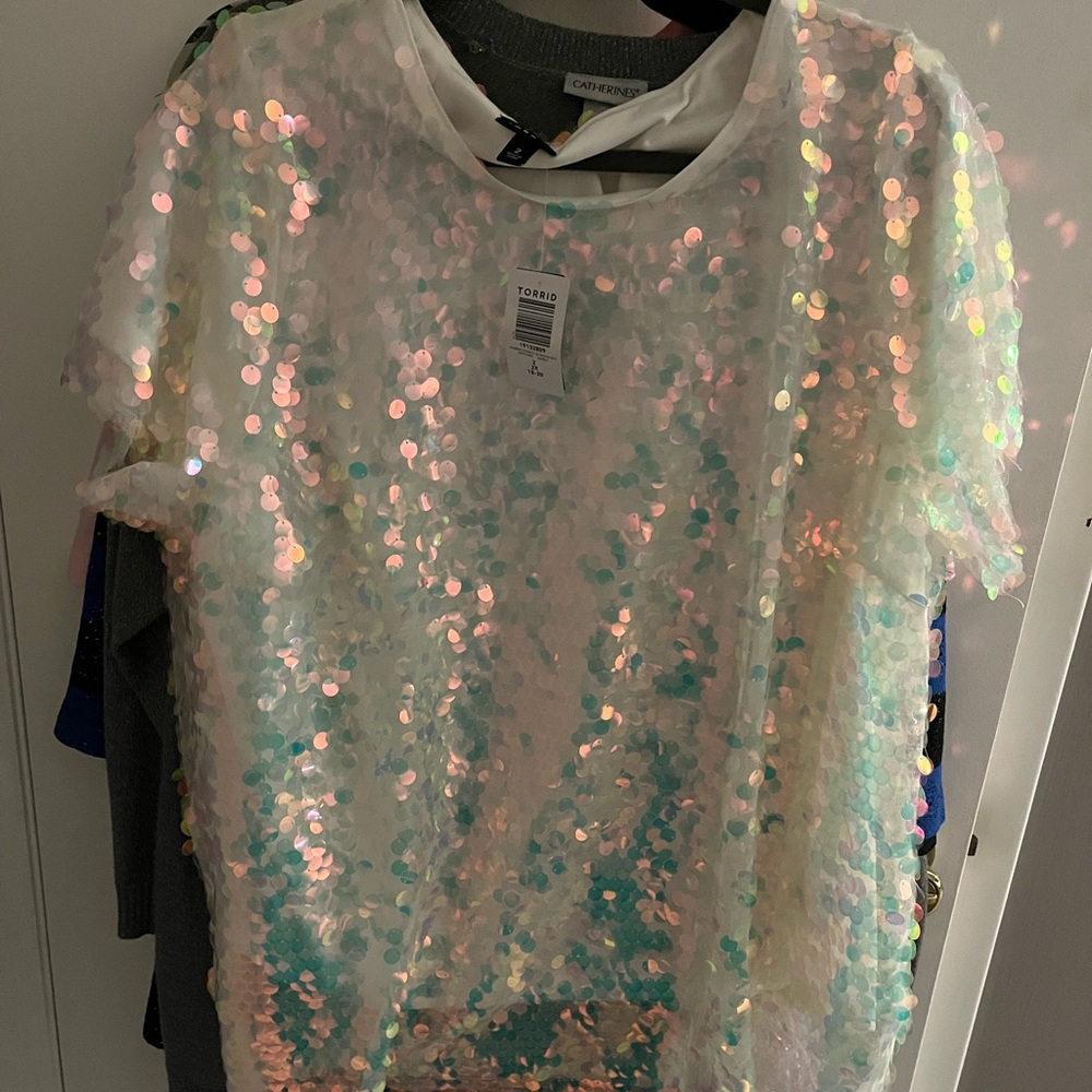 White Sequin Top